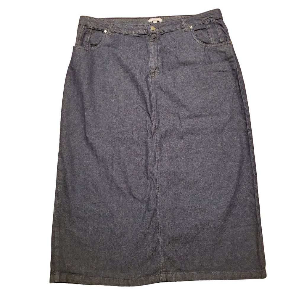 Jessica London 20W Blue Jean Denim Skirt Dark Wash Long Modest Church Home Schoo